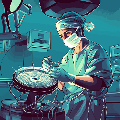 surgeon performing laparoscopic surgery, vector,