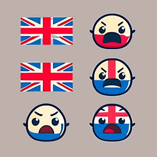 UK flag, emoji, anime, vector image