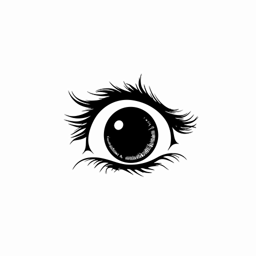 a basic, minimalistic eye from an oldschool. kids cartoon, vector black, background white