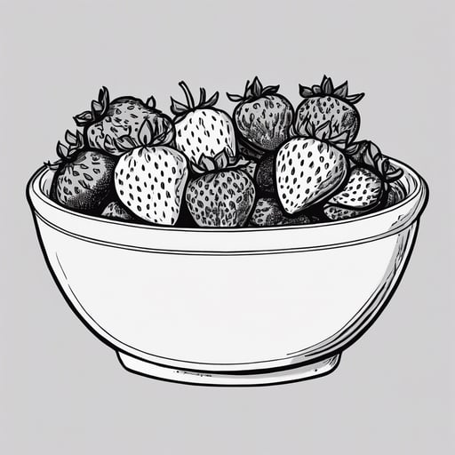 Ripe strawberries in a ceramic bowl.