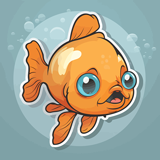sticker design, super cute pixar style goldfish, vector