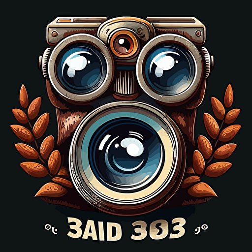 a mascot logo of a 35mm camera and lense, simple, vector, no shading detail