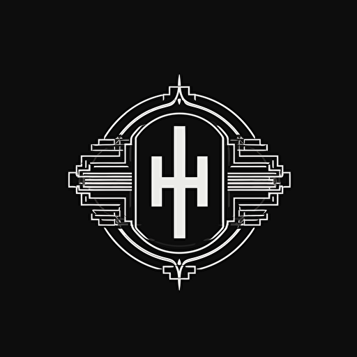 company name “H”, logo, vector, minimal, black and white.