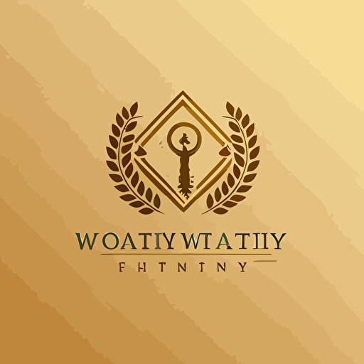 a logo design for a company called "Worthy Estate Managment", simple vector logo, gold background, featuring a key