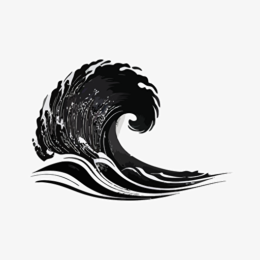 iconic logo, wave, minimalist, black vector on white background
