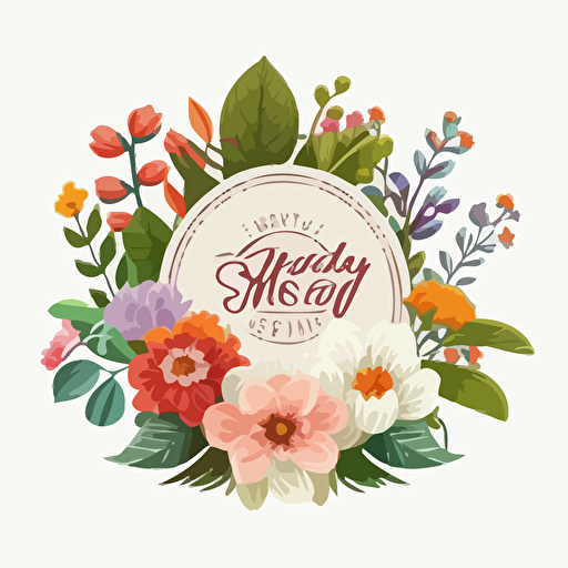 logo flower shop, white background, flat, vector, v