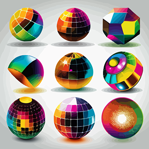 set a blanck white background catalog of disco themed vectors no shadows