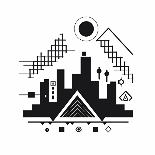 retro , pictorial , pixel iconic logo of trends, black vector, on white background