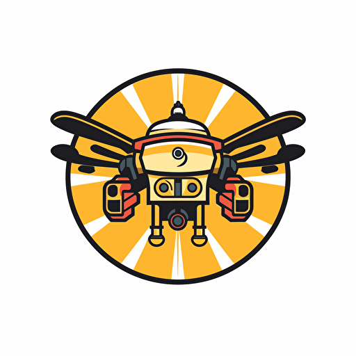 a logo containing a drone, vector, 2d,