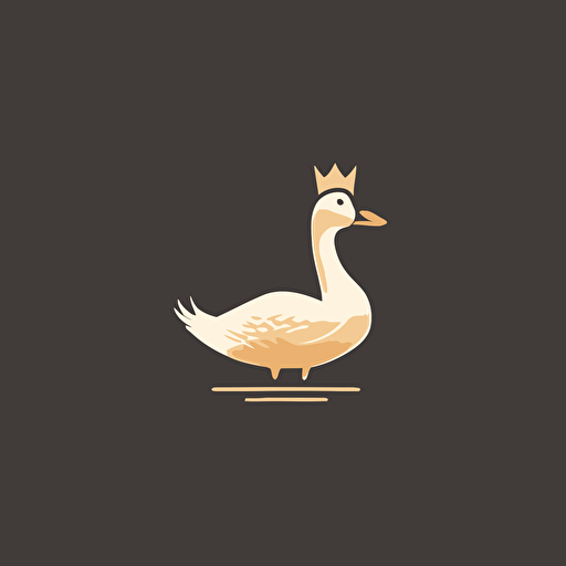 simple minimalist logo design that includes a fat goose wearing a crown. Vector. Clean background