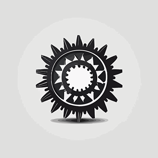 vector illustration, circle with gear symbol inside, white background, minimalist