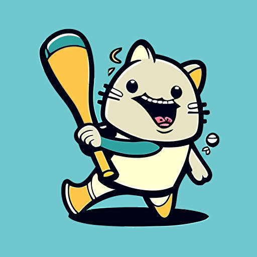 suckermouth catfish baseball mascot swinging an american baseball bat, simple vector, rubber hose cuphead style