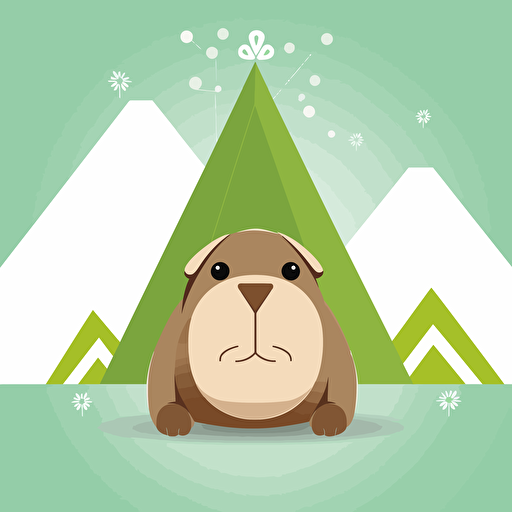 make a vector logo with a young walrus in a green triangle winter backgrund