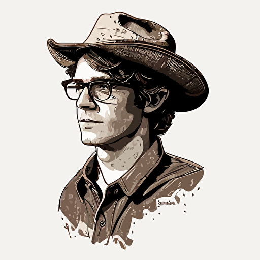 Young man with glasses and cowboy hat doodle vector ilustration