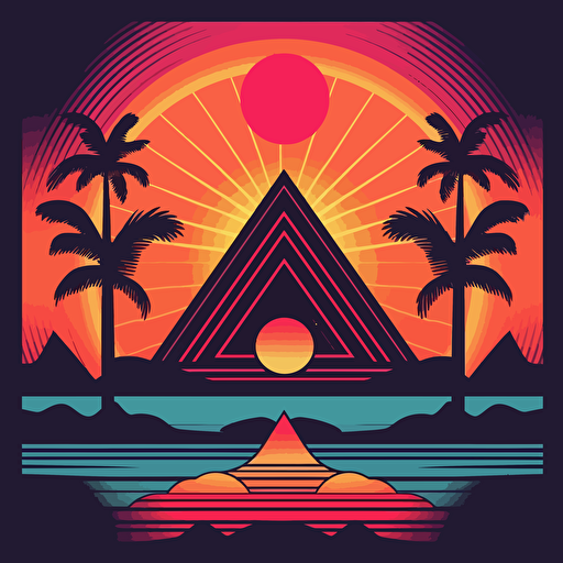 red and white colors, retro sunset vector design, using neon colors, fraternity theme
