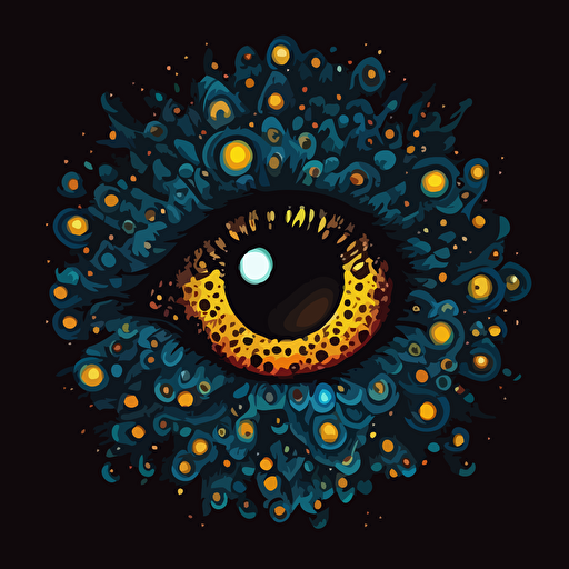 cosmic mandala made of eyes, 2d flat vector style, comic book style