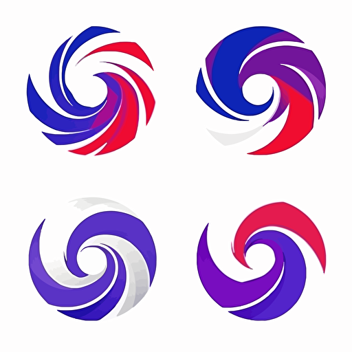 logo design, symbol, geometric shapes swirls into spiral to form letter M, several versions, simple vector, flat colors