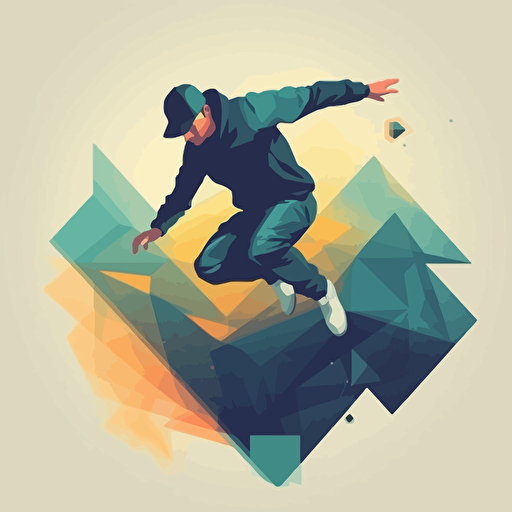 man doing tricks, jumping, parkour, tricking, cute vector art
