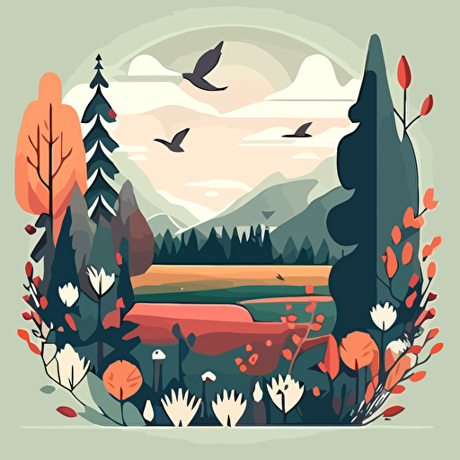 simplistic flat vector illustration nature