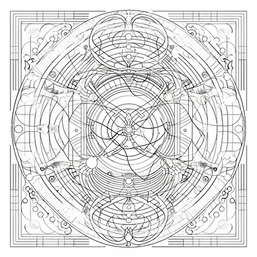 esoteric geometry, professional design vector, contour, white background, abstract art