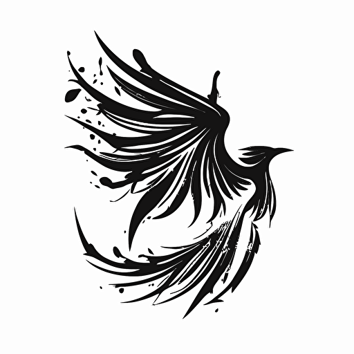 a timeless modern soft feminine logo of bird spread wings black vector white background
