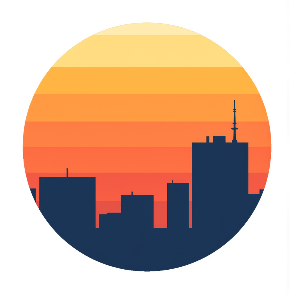 a sunsetting over a city