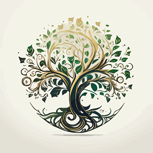 tree of life logo, great detail, vector, white backround, abstract, icon