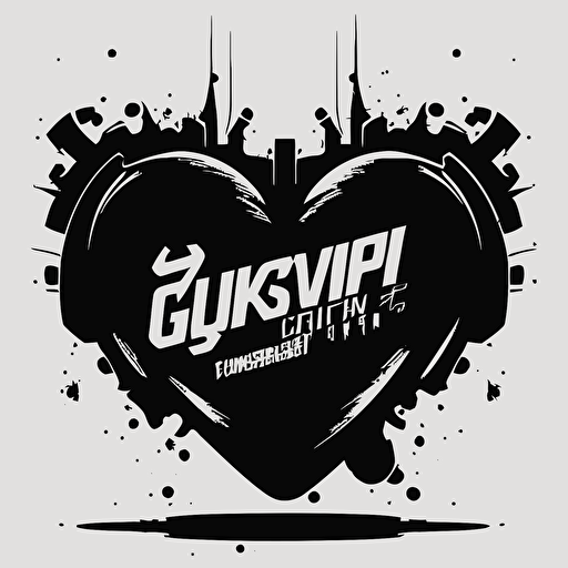 make a logo vector about fashion brand called "gymcrush", use a line heart and dumbbells together, use black white color,