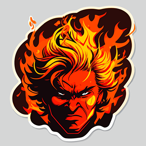 fireball face vector art sticker
