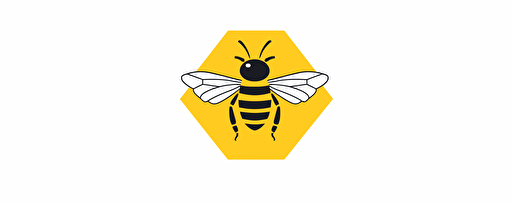 logo design synthezized robotic digital bee logo minimalistic, letters, hexagon, simple, vector, flat, 2d. white background