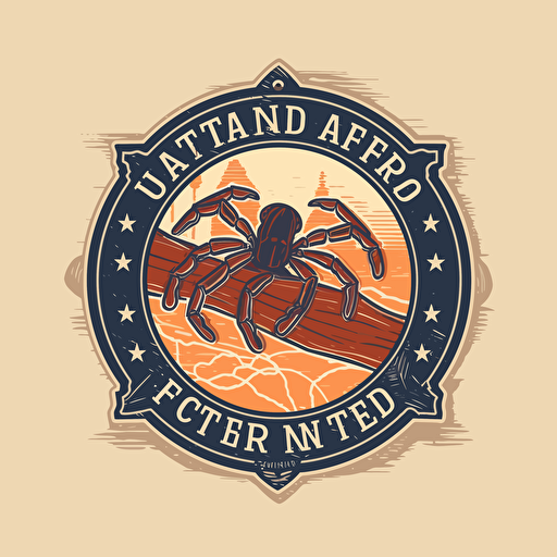 vector logo for an artisan hand-crafted island and trading company that celebrates local made in america products. colorful but traditional. incorporate a spider in the design. Logo should be able to be placed on different backgrounds and materials.