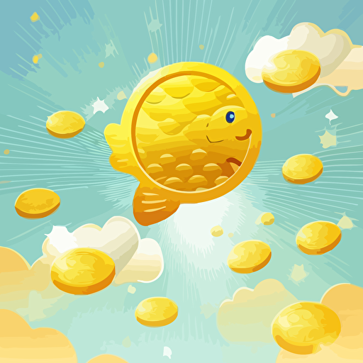 golden treasure taiyaki background vector blurred cartoon coft kawaii sparkles yellow cover image HD clouds japanese coins