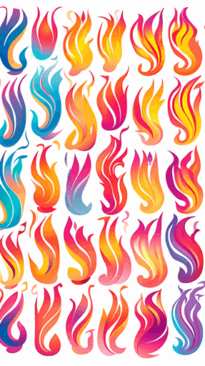 vector art of a flames illustration stickers, vivid colors, colorful, pastel cute colors, white background