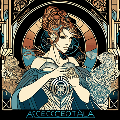 cyber security scenario involving hackers, vector, art deco, alphonse mucha style