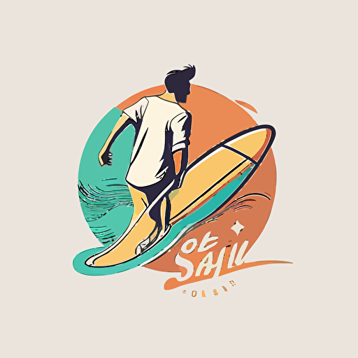 logo for a surf and skate brand. minimalist, vector style, white background, beach color, no text, retro sensation