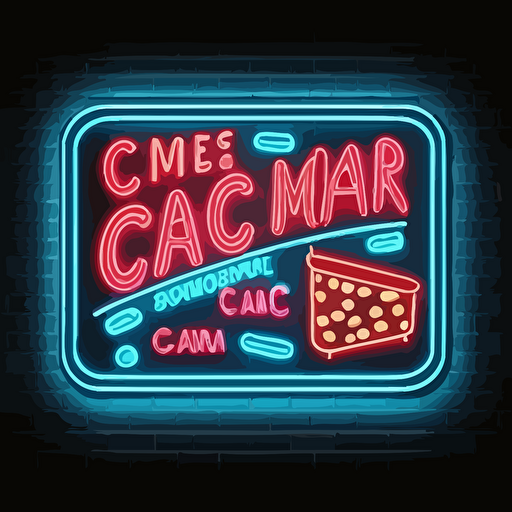 vector ilustration of neon design of a plaque for a comedy club, with snack theme, minimalistic