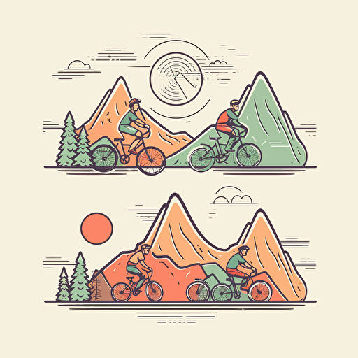 one line vectors for a travel agency that sells active travels like hiking, bicycle,surfing, color #EF8E68