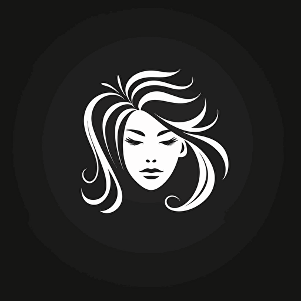 symbolic iconic logo of a healthy mind, white vector, on black backgroung