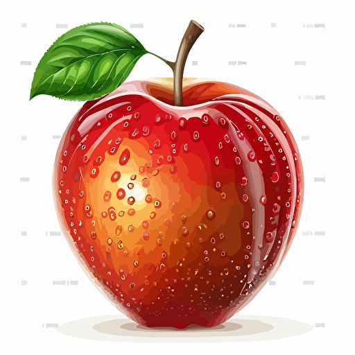 red apple 2D vector style , put on white background