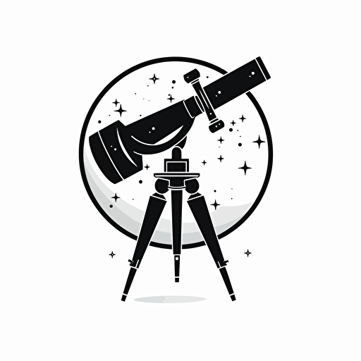 a beautiful simple logo of a telescope, vector, white backround