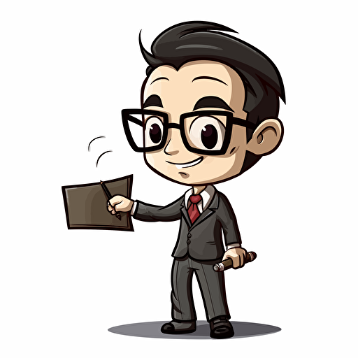 a cartoon vector chibi style of a teacher and blackboard