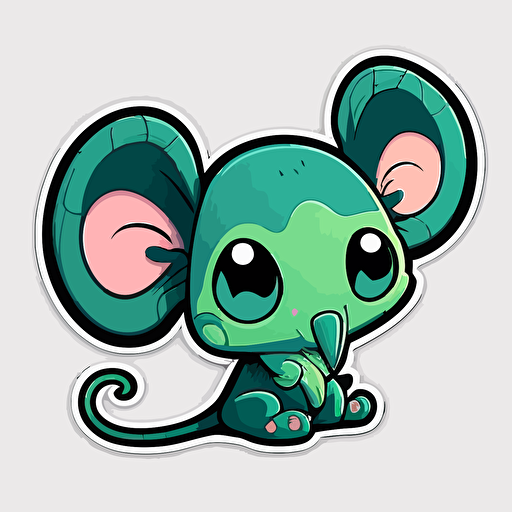 Very cute Didelphis pixar style, 2d flat design, vector, cut sticker