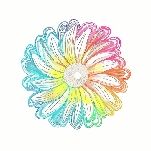 A flower: trippy, acid core, minimalism, vector art, hippie art, colorful, pencil illustration, simple art, soft palette, pastel color