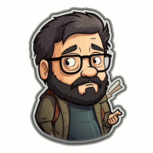 sticker design, super cute pixar style Jonathan Frakes, vector