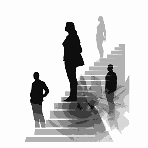 next professional step, illustration, black and white vector style, business coaching context