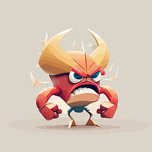 angry cartoon network crab vector style, white background