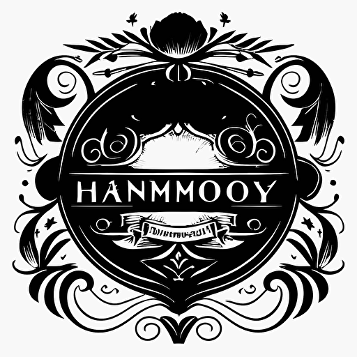 iconic logo of harmony, retro pictorial, black vector on a white background