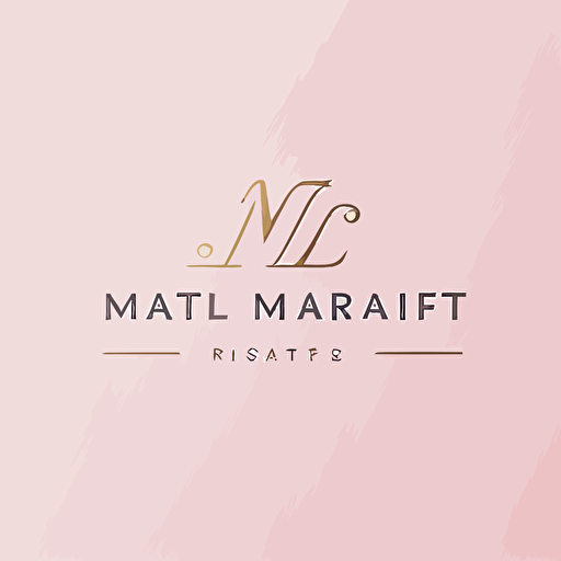 Beautiful logo for a law firm called "MF" with capital letters cursive, very feminine logo, simple clean logo, white background, single-line balance logo, vector logo, pink gold color