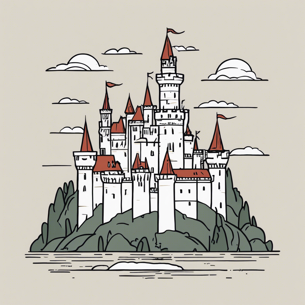 a castle, illustration in the style of Matt Blease, illustration, flat, simple, vector