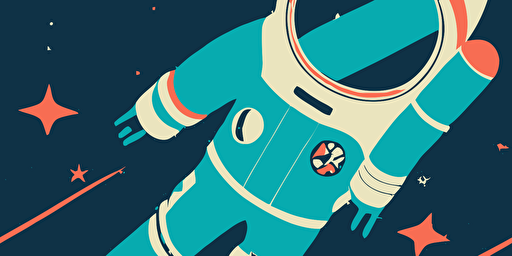 vector cartoon illustration style spacesuits floating on a starry background, paper texture